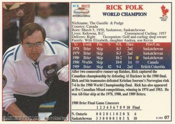 1993 Ice Hot International #7 Rick Folk Back